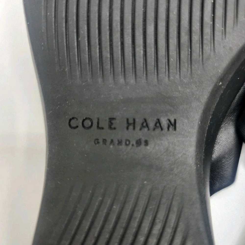 Cole Haan Grand.OS Black Leather Twist Knot Wedge Platform Sandals W14026 Sz 8.5